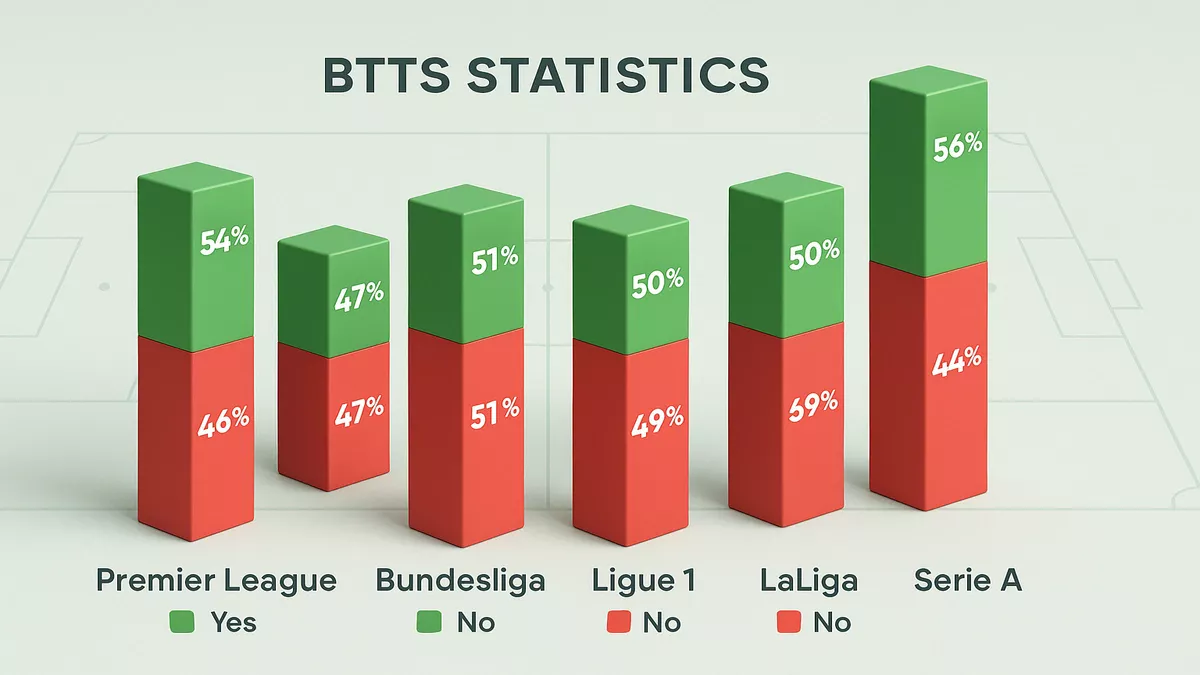 Graphique 3D montrant les statistiques BTTS par championnat avec taux de réussite