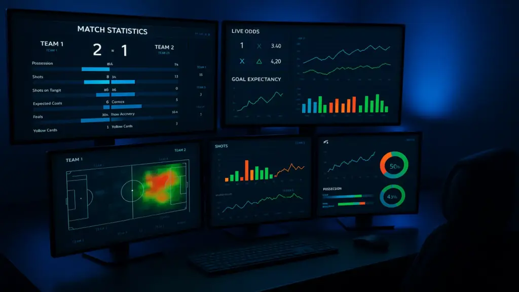 Dashboard d'analyse statistique pour les pronostics football avec graphiques et données en temps réel