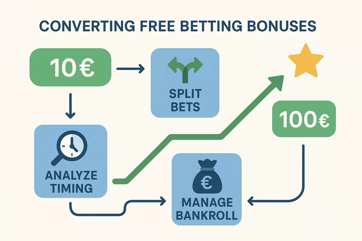 Infographie stratégies de conversion des bonus gratuits en gains réels