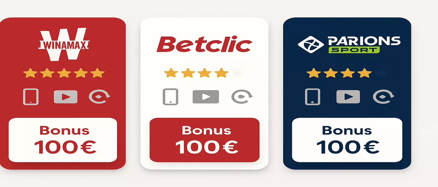 Comparaison des 3 meilleurs bookmakers français : Winamax, Betclic et Parions Sport