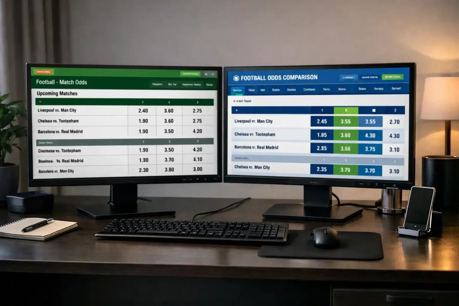 Écrans multiples affichant différents sites de paris pour comparaison